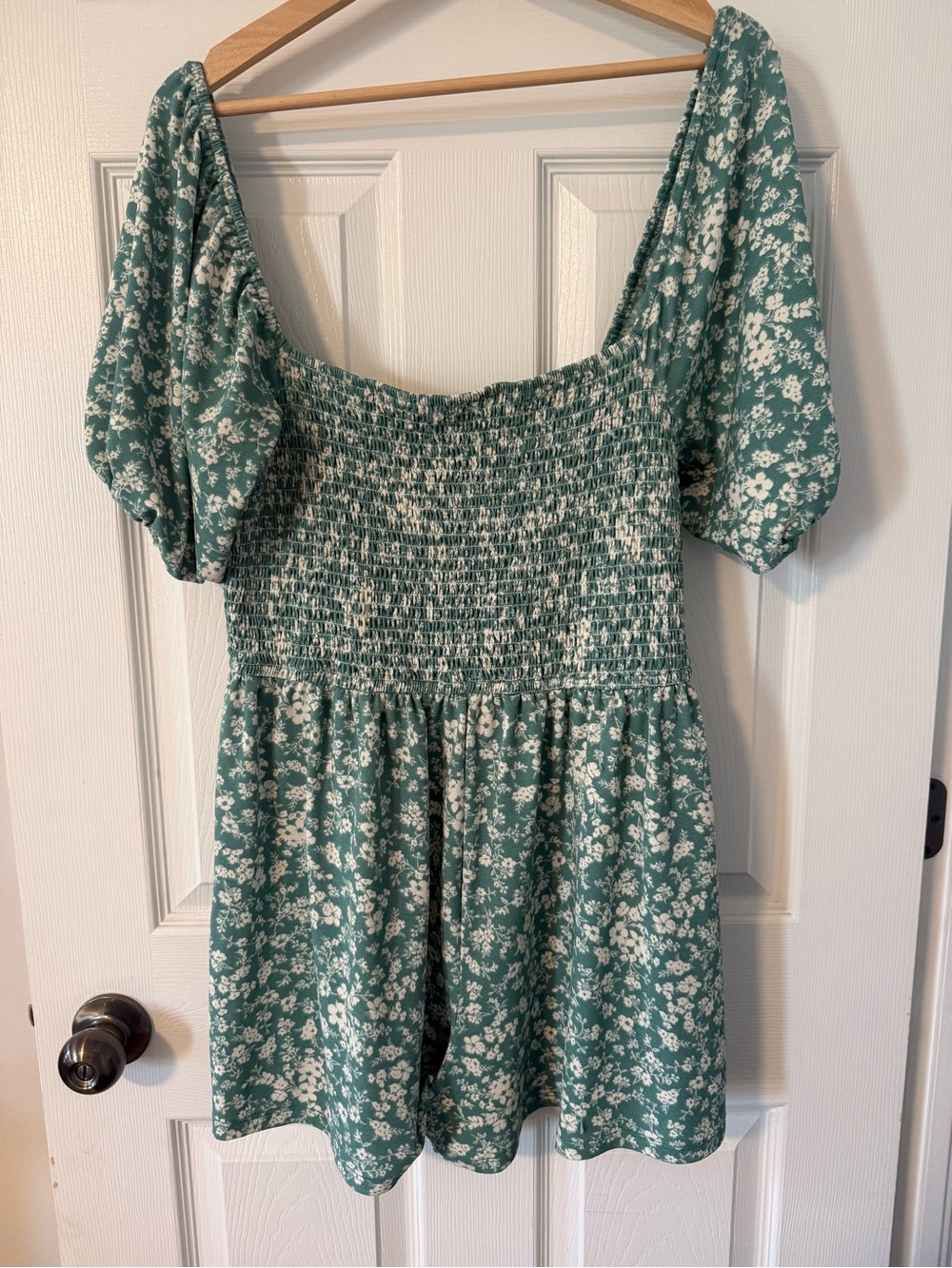 Green Floral Smocked romper
